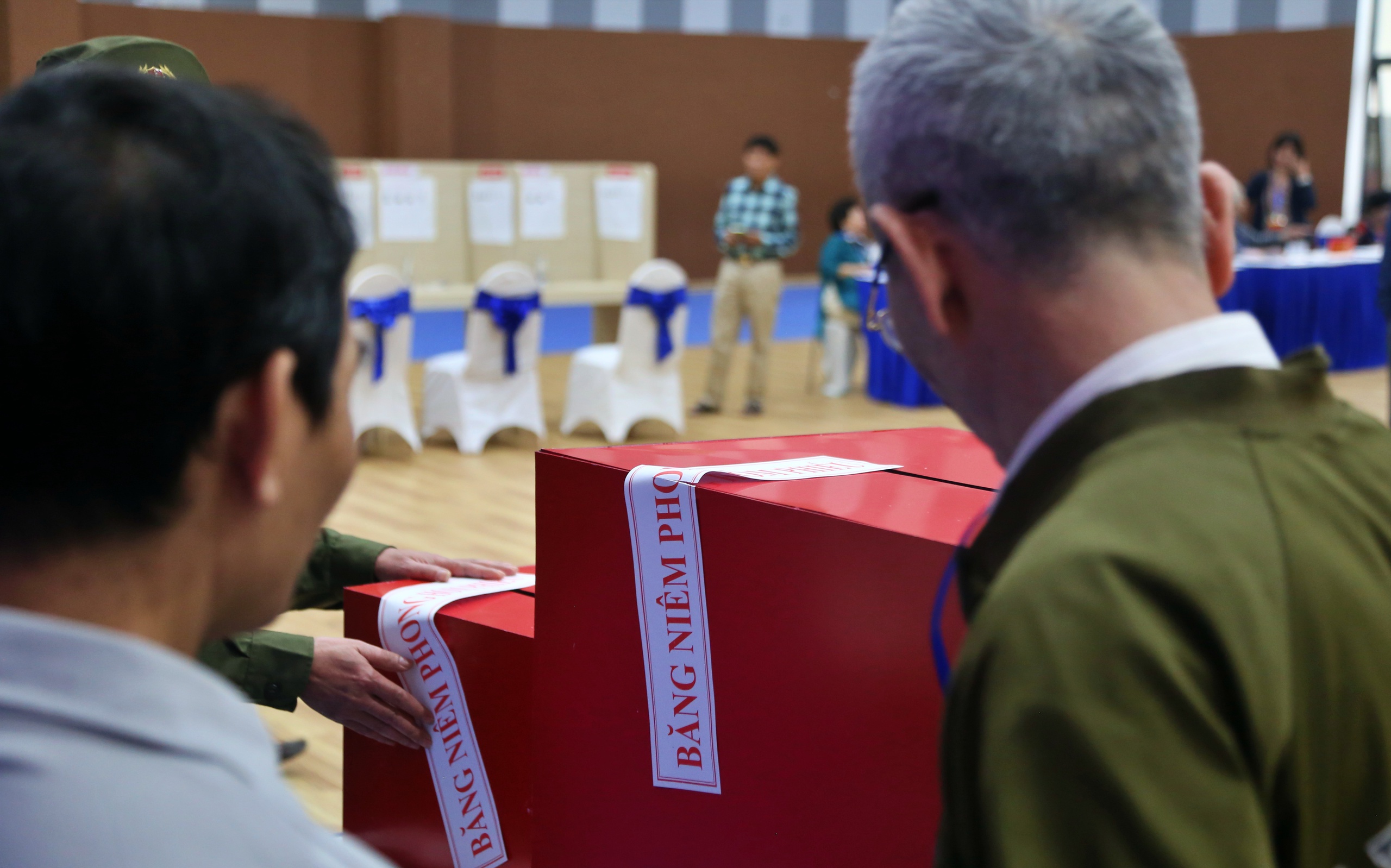 Hà Nội: Phường có hơn 6 vạn cử tri vận hành thử quy trình bỏ phiếu bầu cử- Ảnh 13. Hà Nội: Phường có hơn 6 vạn cử tri vận hành thử quy trình bỏ phiếu bầu cử- Ảnh 13.