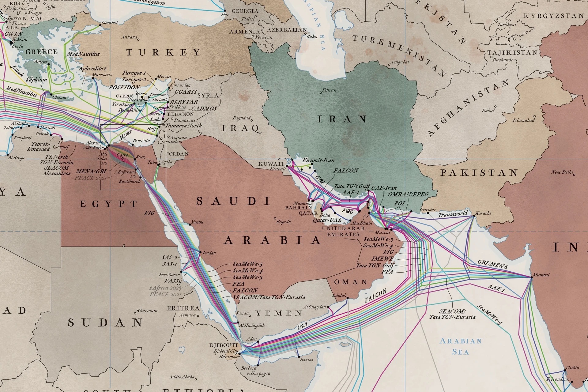 Vùng Vịnh tìm lối thoát internet khỏi eo biển Hormuz - Ảnh 1. Vùng Vịnh tìm lối thoát internet khỏi eo biển Hormuz - Ảnh 1.