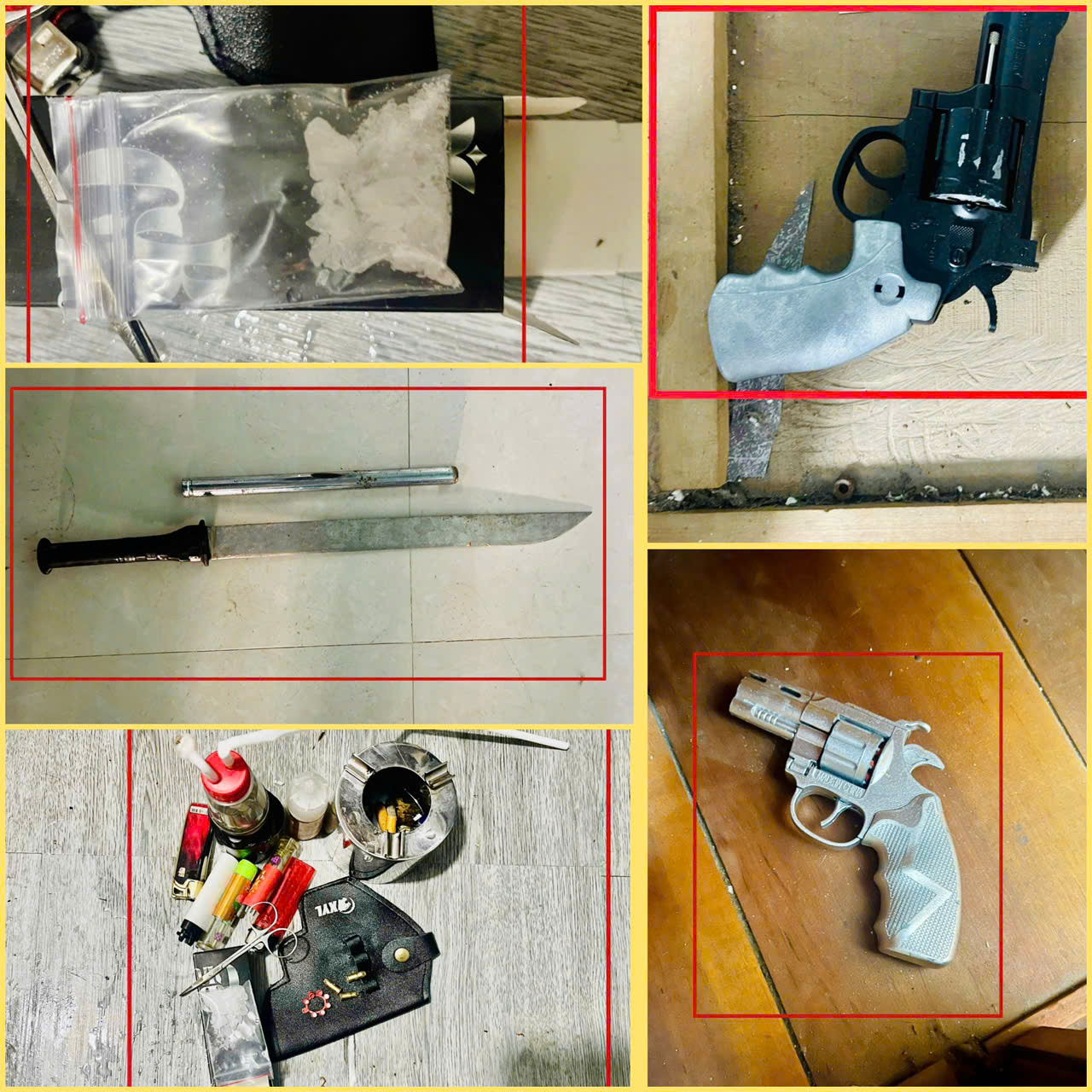 Nhóm sử dụng trái phép chất ma túy, thu giữ 2 vật kim loại giống súng - Ảnh 3.