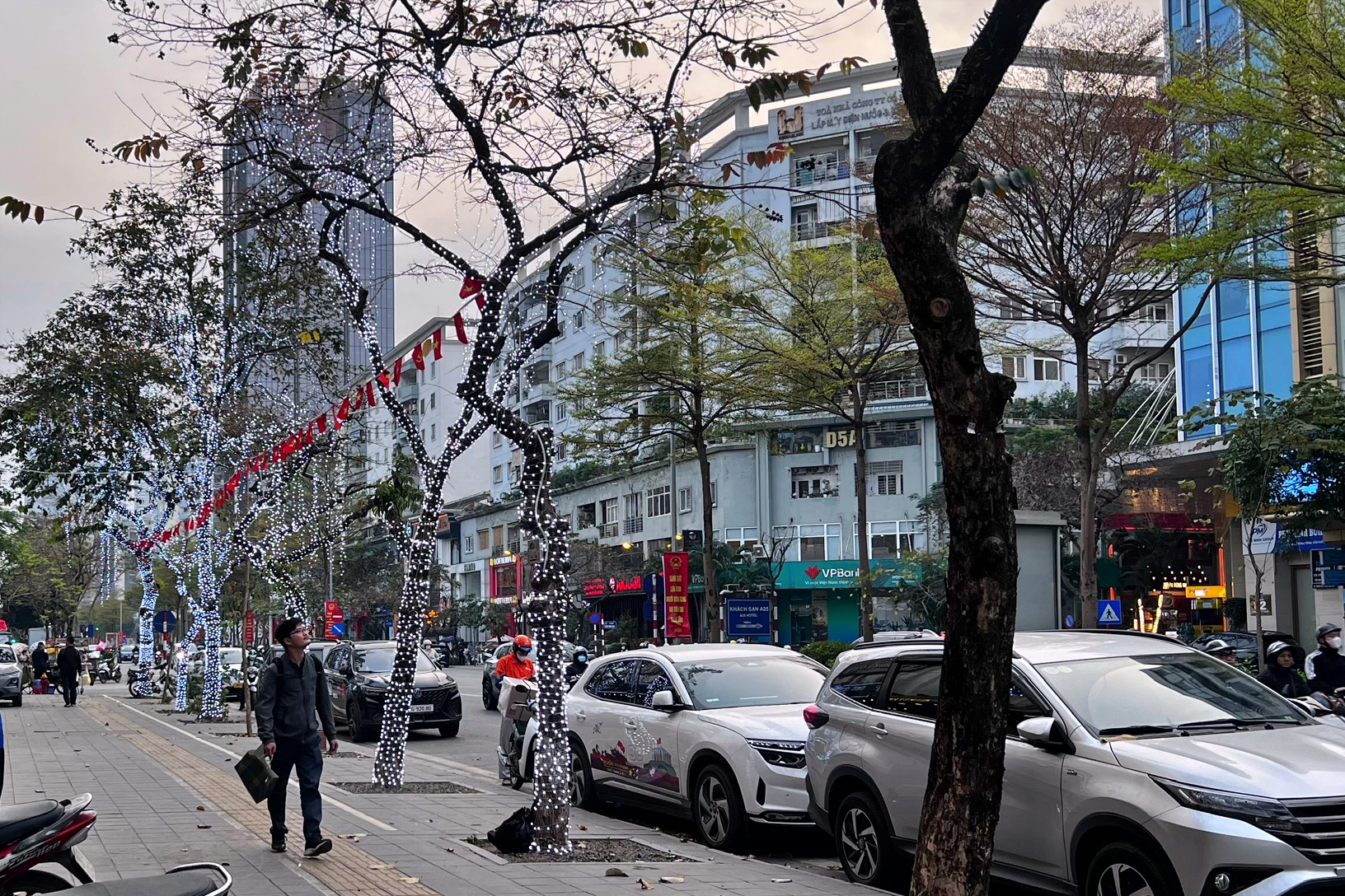 Thực trạng c&acirc;y xanh 'g&aacute;nh' đ&egrave;n trang tr&iacute;, biển hiệu ở H&agrave; Nội- Ảnh 2.