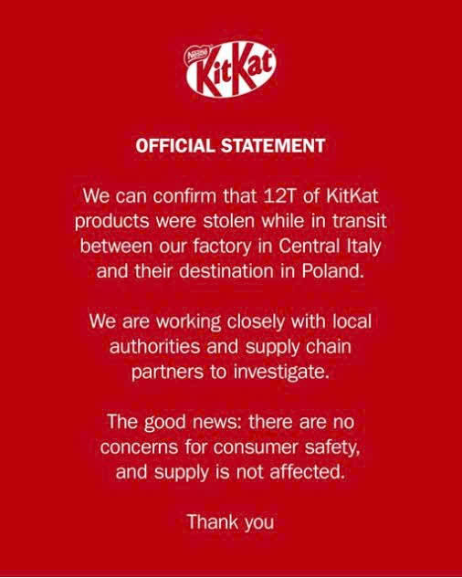 Giải m&atilde; tr&agrave;o lưu h&agrave;i hước từ vụ trộm 12 tấn KitKat  - Ảnh 1.