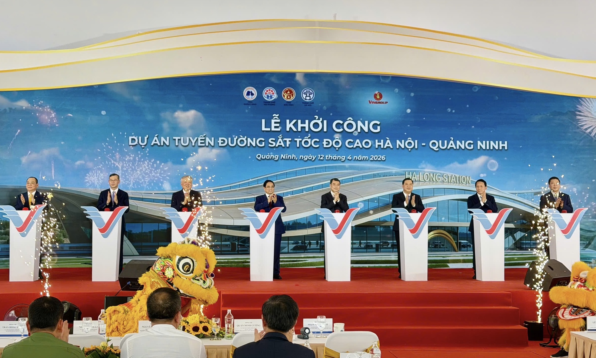 Thủ tướng bấm nút khởi công đường sắt tốc độ cao Hà Nội - Quảng Ninh- Ảnh 1.