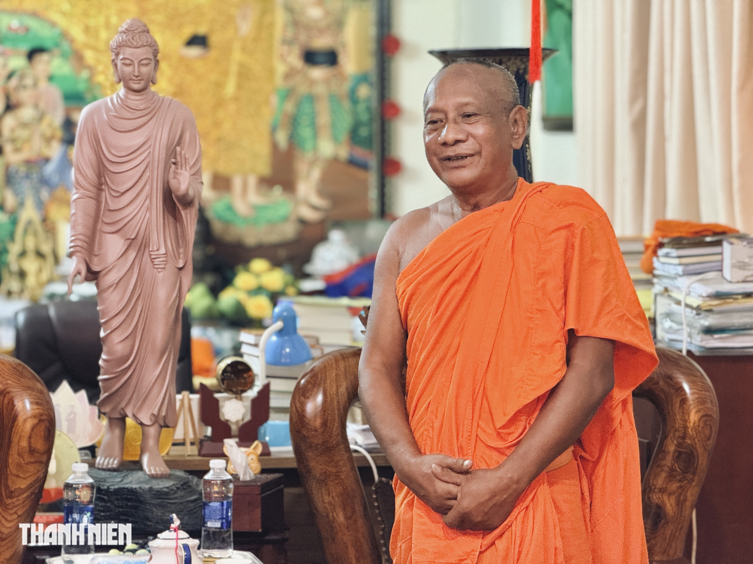 Bộ D&acirc;n tộc v&agrave; T&ocirc;n gi&aacute;o ch&uacute;c Tết Ch&ocirc;l Chnăm Thm&acirc;y tại ch&ugrave;a Candaransi 80 năm tuổi - Ảnh 2.