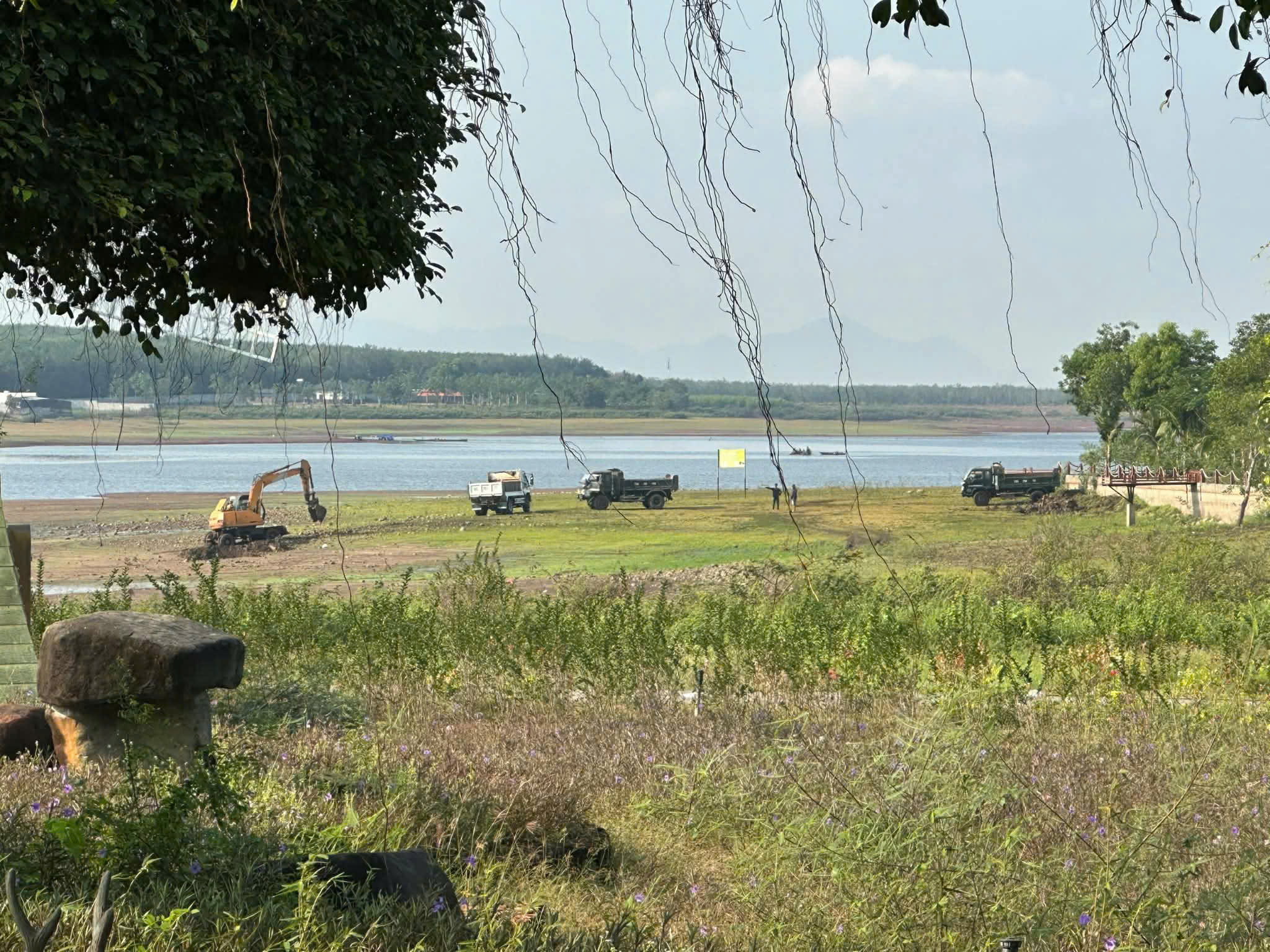 Ngăn chặn xe cuốc múc đất nạo vét hồ Đá Bàng tại TP . HCM năm 2026 - Ảnh 1.