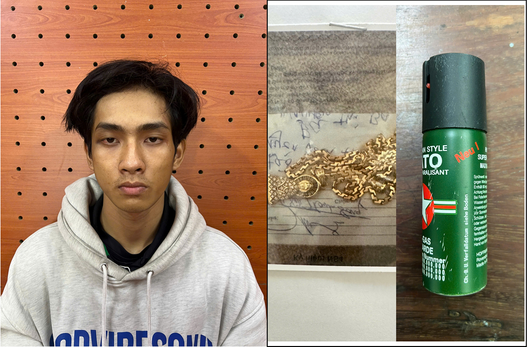 Cướp dây chuyền rồi xịt hơi cay vào mặt nạn nhân tẩu thoát - Ảnh 1.