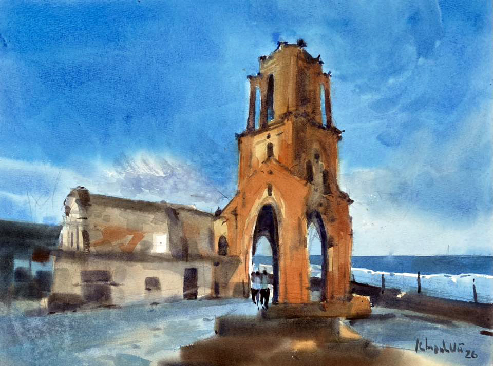 Phế t&iacute;ch nh&agrave; thờ trăm tuổi tại l&agrave;ng ch&agrave;i đ&atilde; bị biển 'nuốt chửng'- Ảnh 1.