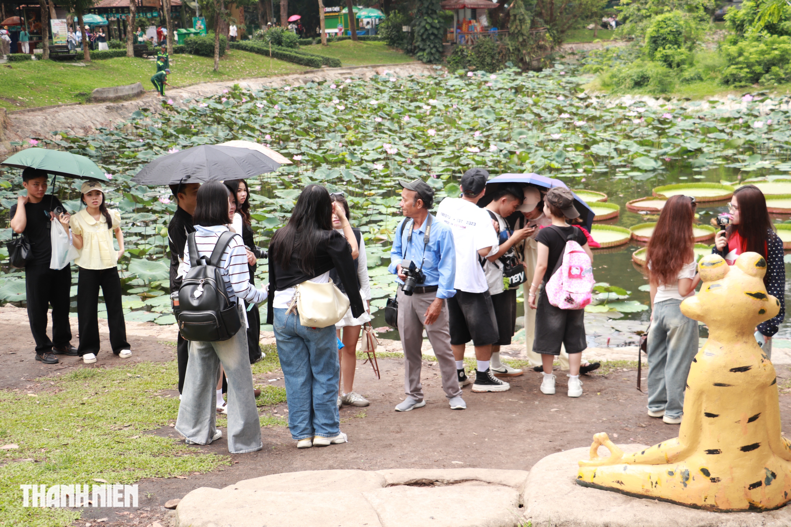 Nhiều người vô Thảo Cầm Viên chỉ để xếp hàng chụp hình với tượng ếch, ngựa vằn - Ảnh 2.