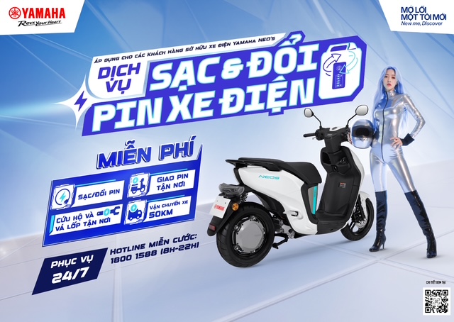 Yamaha ra mắt dịch vụ sạc pin cứu hộ 24/7 miễn ph&iacute; cho xe điện Yamaha NEO&rsquo;s - Ảnh 1.