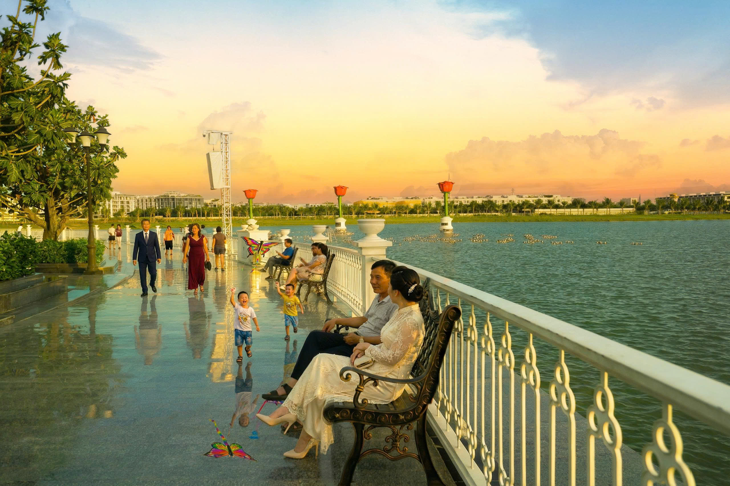 Ngắm hoàng hôn châu Âu thơ mộng giữa lòng Van Phuc City - Ảnh 2.