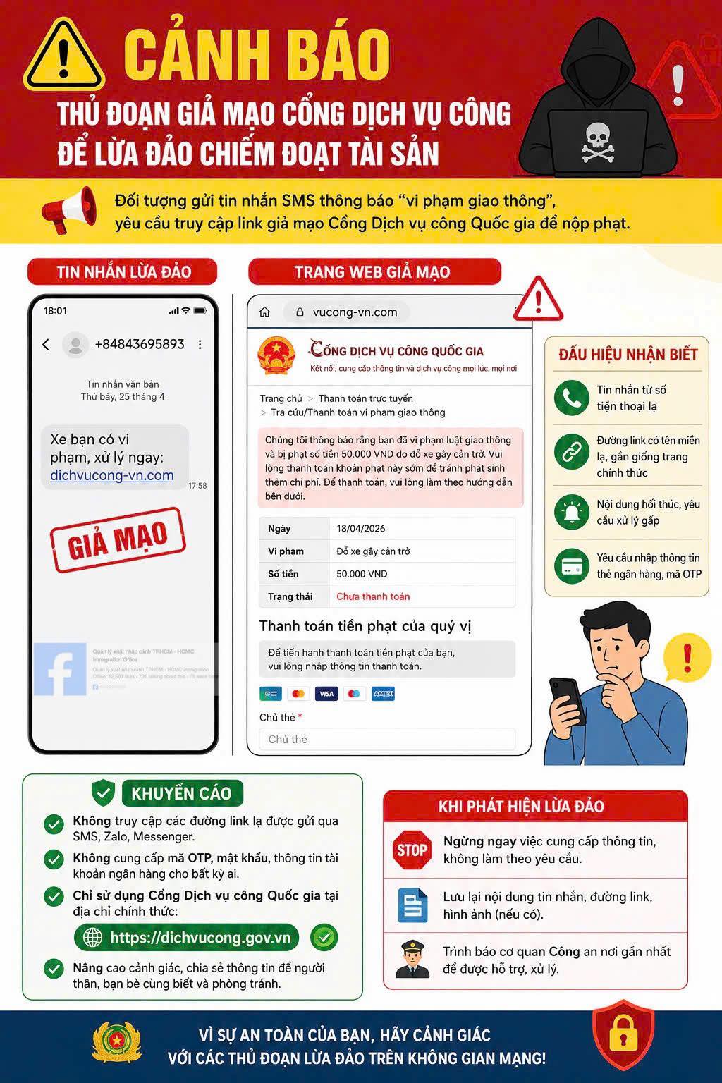 Cảnh giác thủ đoạn giả mạo Cổng dịch vụ công để chiếm đoạt tài khoản ngân hàng- Ảnh 1. Cảnh giác thủ đoạn giả mạo Cổng dịch vụ công để chiếm đoạt tài khoản ngân hàng- Ảnh 1.