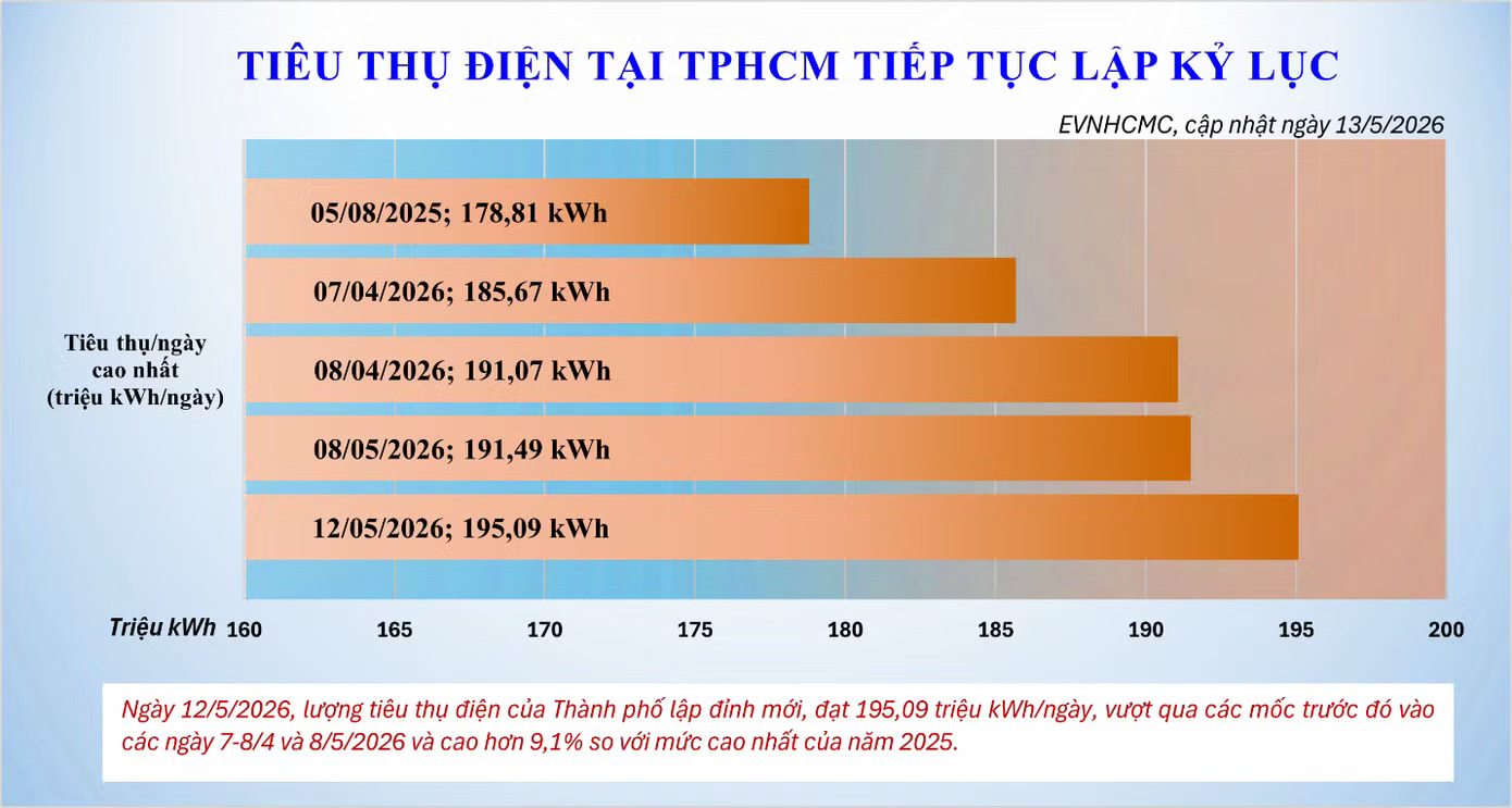 Nắng nóng kéo dài, tiêu thụ điện TP.HCM lập kỷ lục mới- Ảnh 1. Nắng nóng kéo dài, tiêu thụ điện TP.HCM lập kỷ lục mới- Ảnh 1.