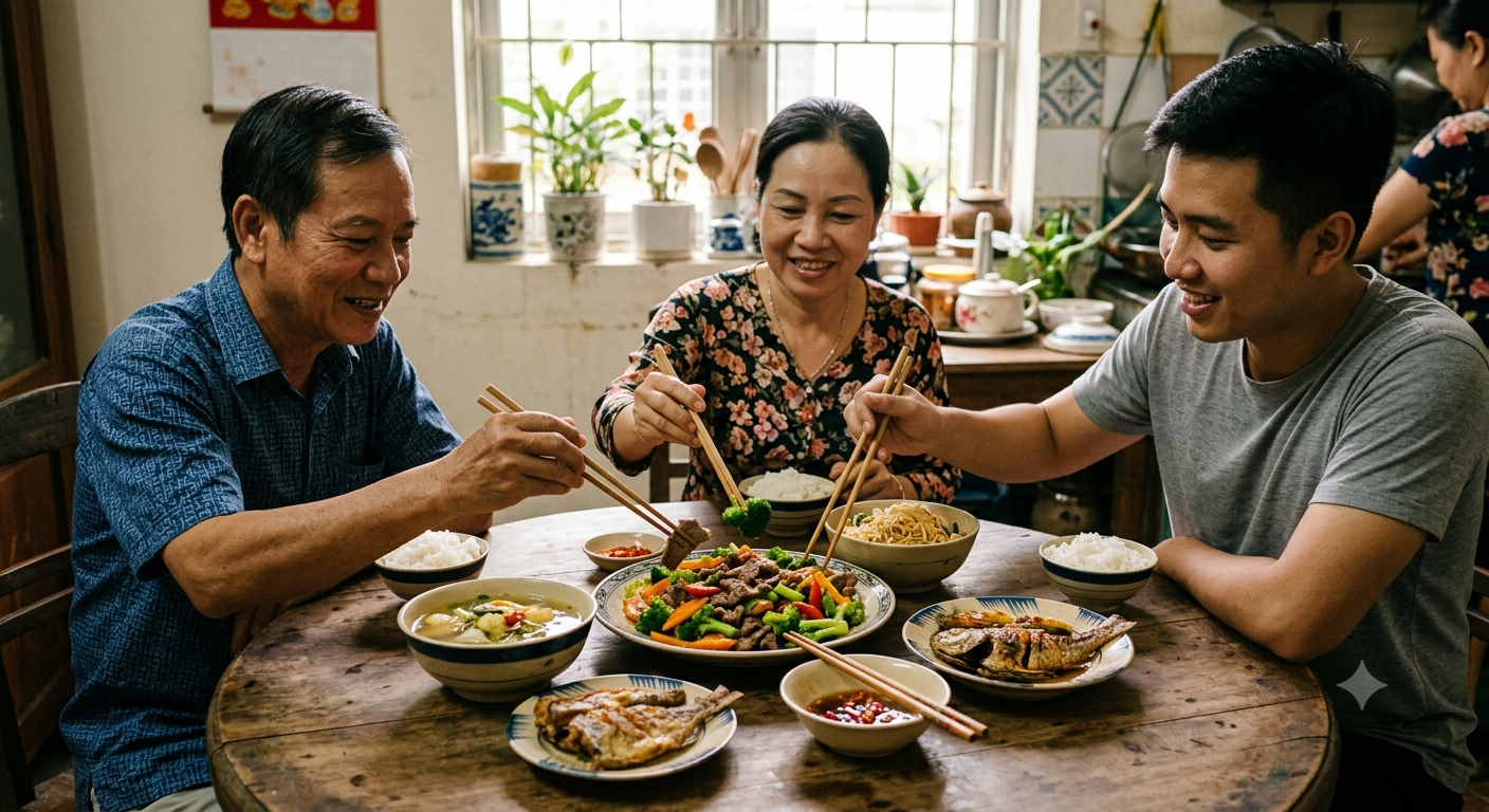 Hiểm họa ung thư dạ dày từ thói quen chấm chung chén  mắm, gắp đồ ăn chung - Ảnh 1.