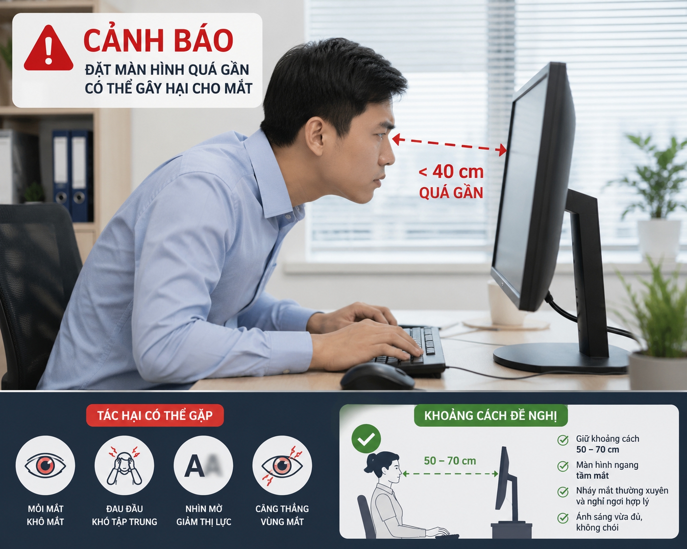 Sai lầm phổ biến khi dùng màn hình khiến dân văn phòng nhanh mệt mỏi - Ảnh 2.