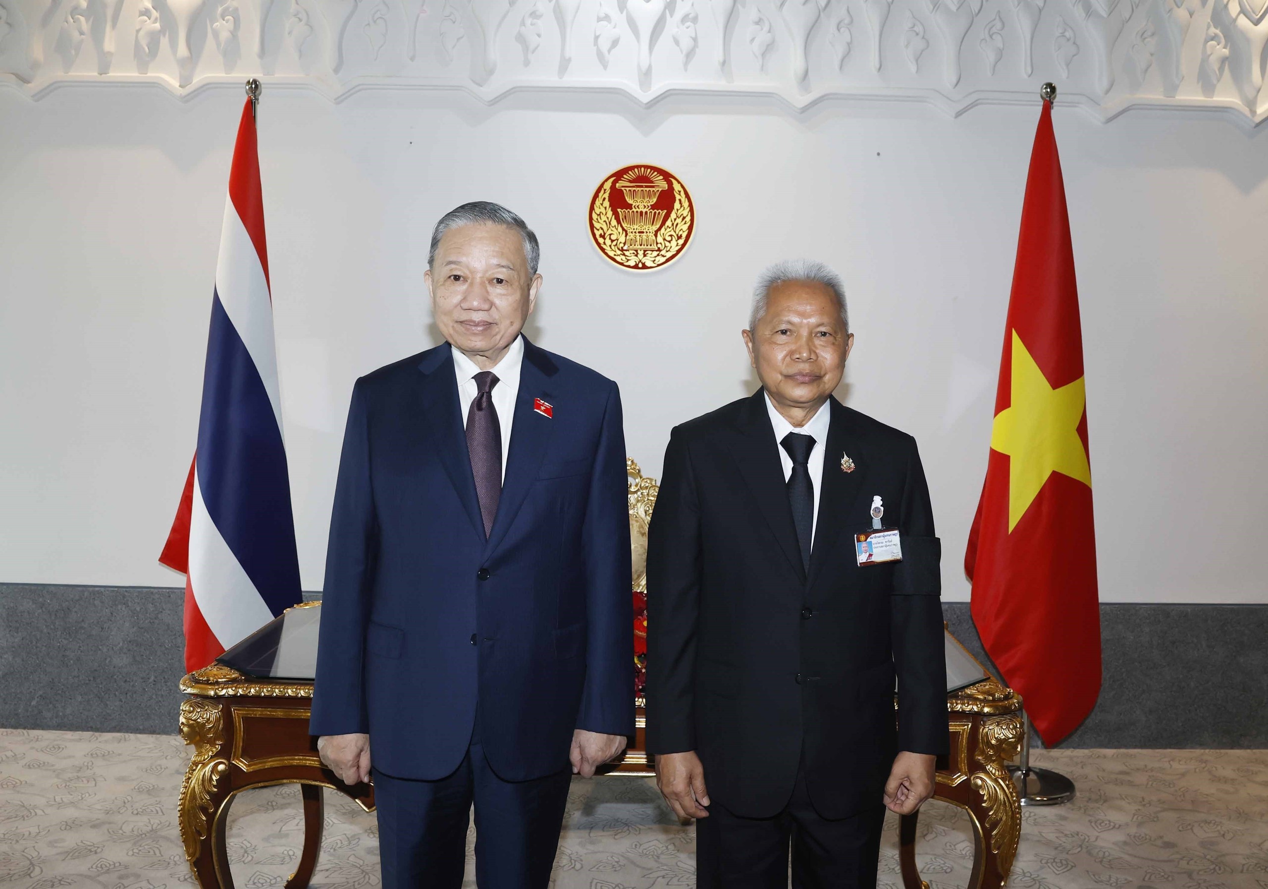 Tổng B&iacute; thư,Chủ tịch nước T&ocirc; L&acirc;m hội kiến Chủ tịch Quốc hội Th&aacute;i Lan Sophon Saram - Ảnh 1.