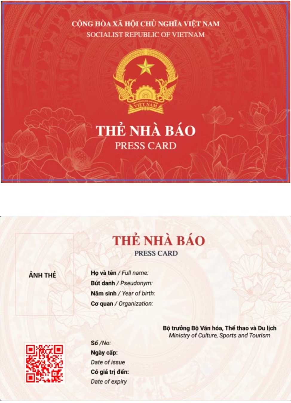 Bộ VH-TT-DL ban h&agrave;nh mẫu thẻ nh&agrave; b&aacute;o mới- Ảnh 1.