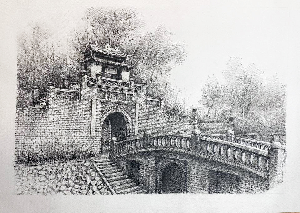 Ký họa của SV Nguyễn Bùi Phương Chi - trường ĐH Kiến Trúc