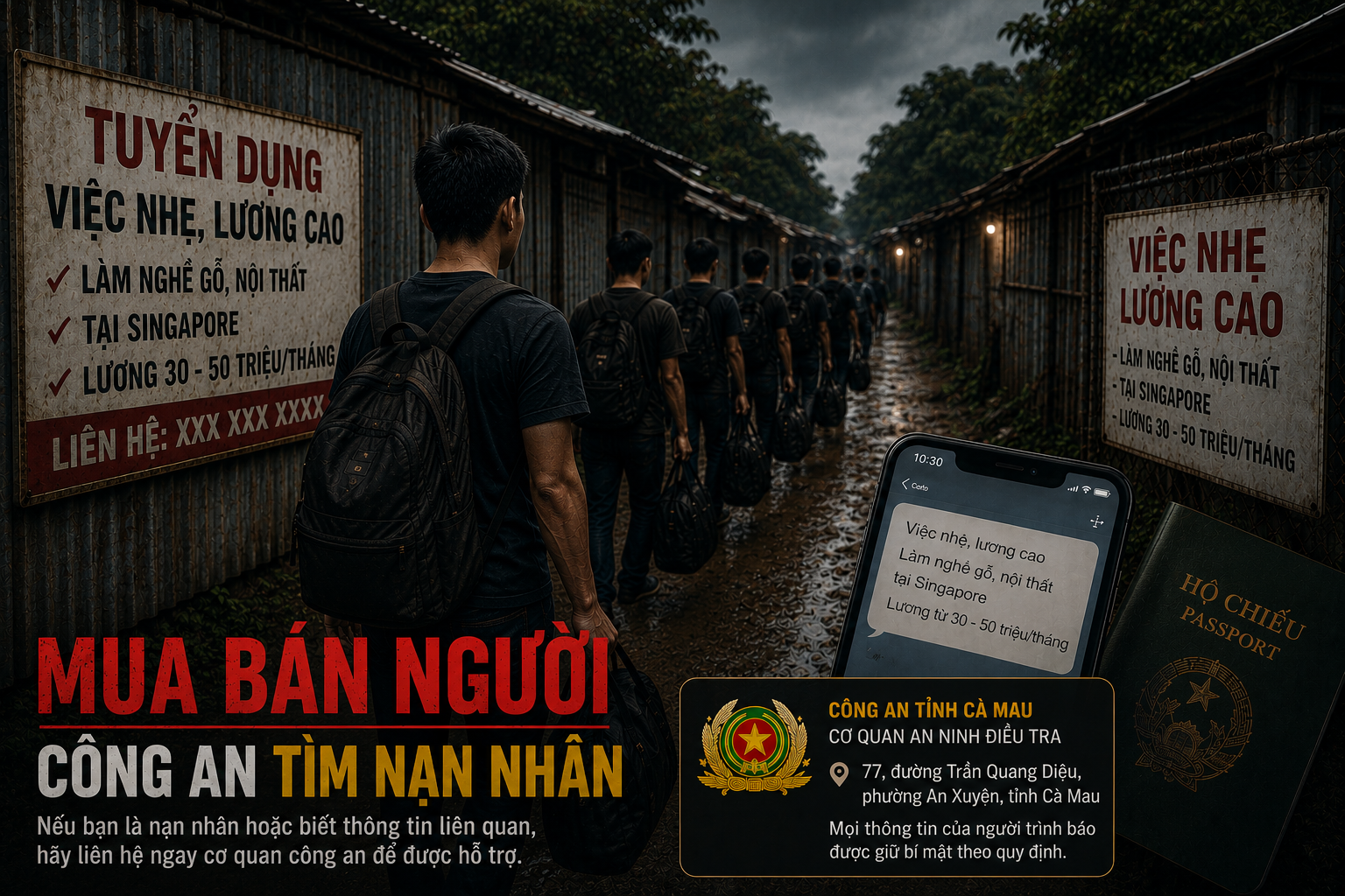 Công an Cà Mau tìm bị hại vụ mua bán người sang Campuchia để cưỡng bức lao động- Ảnh 1.