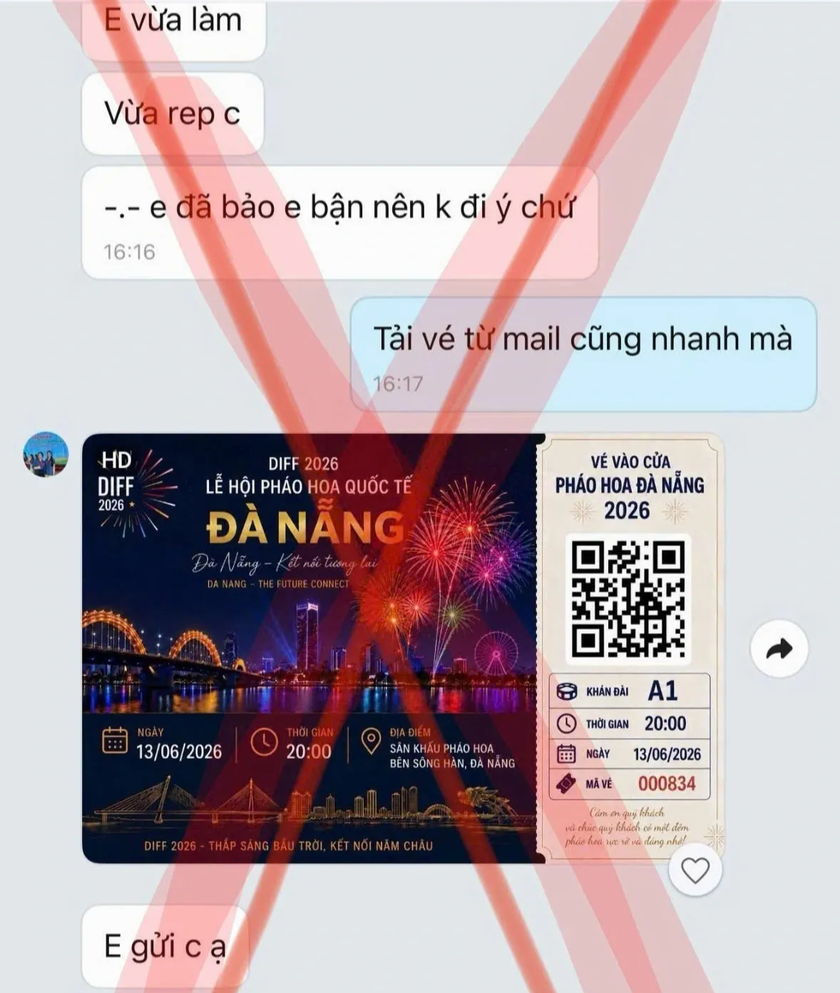 Dùng AI làm vé Lễ hội pháo hoa quốc tế Đà Nẵng để lừa du khách- Ảnh 2.