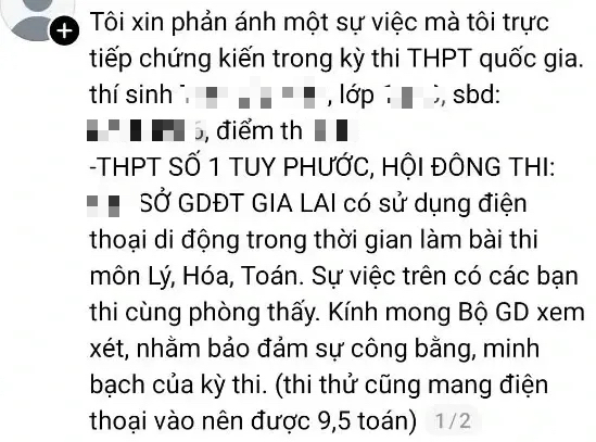 Gia Lai lại xuất hiện b&agrave;i đăng tố gian lận trong kỳ thi tốt nghiệp 2026- Ảnh 1.