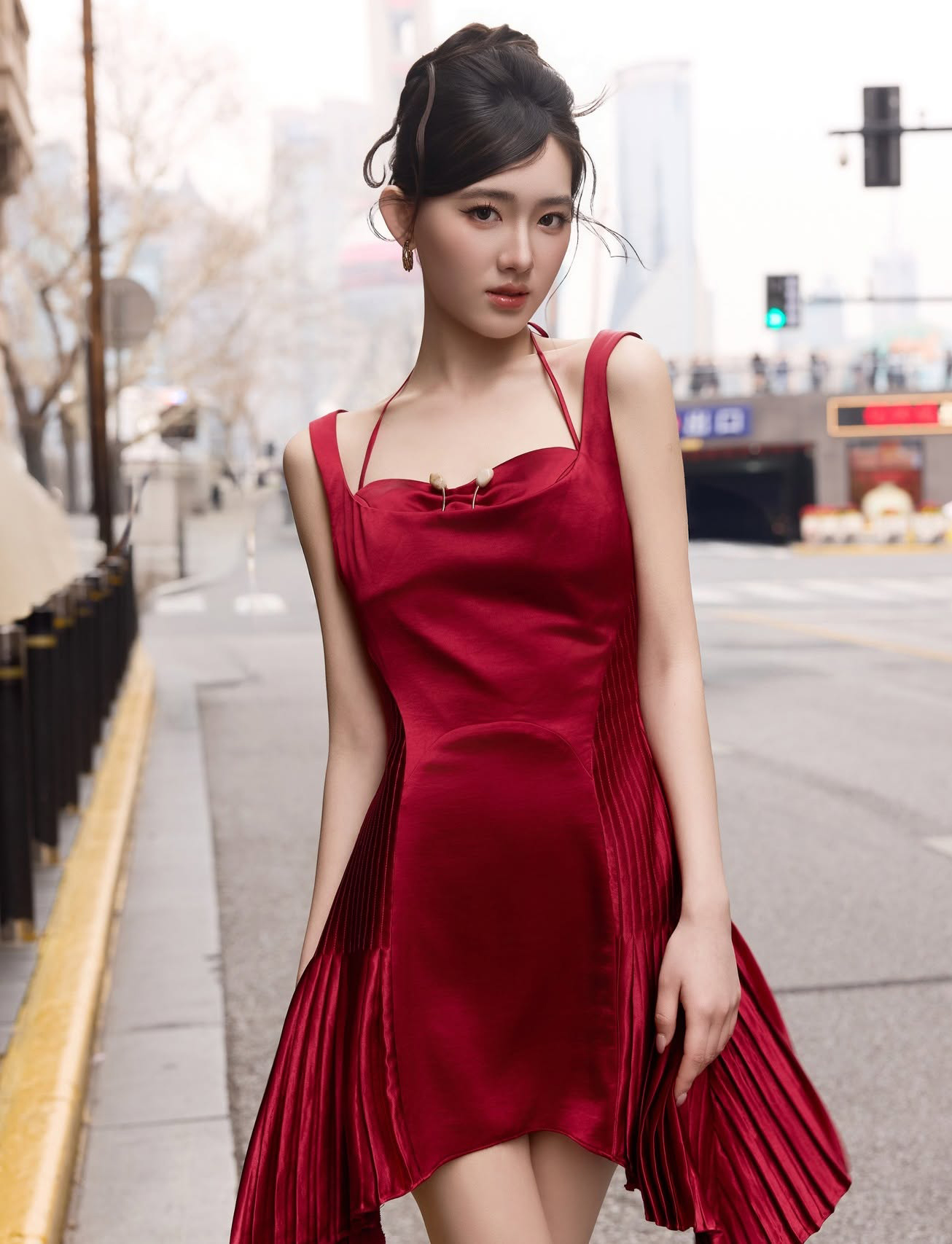 V&aacute;y lụa satin v&agrave; b&iacute; quyết phối đồ thu thanh lịch, sang trọng- Ảnh 4.