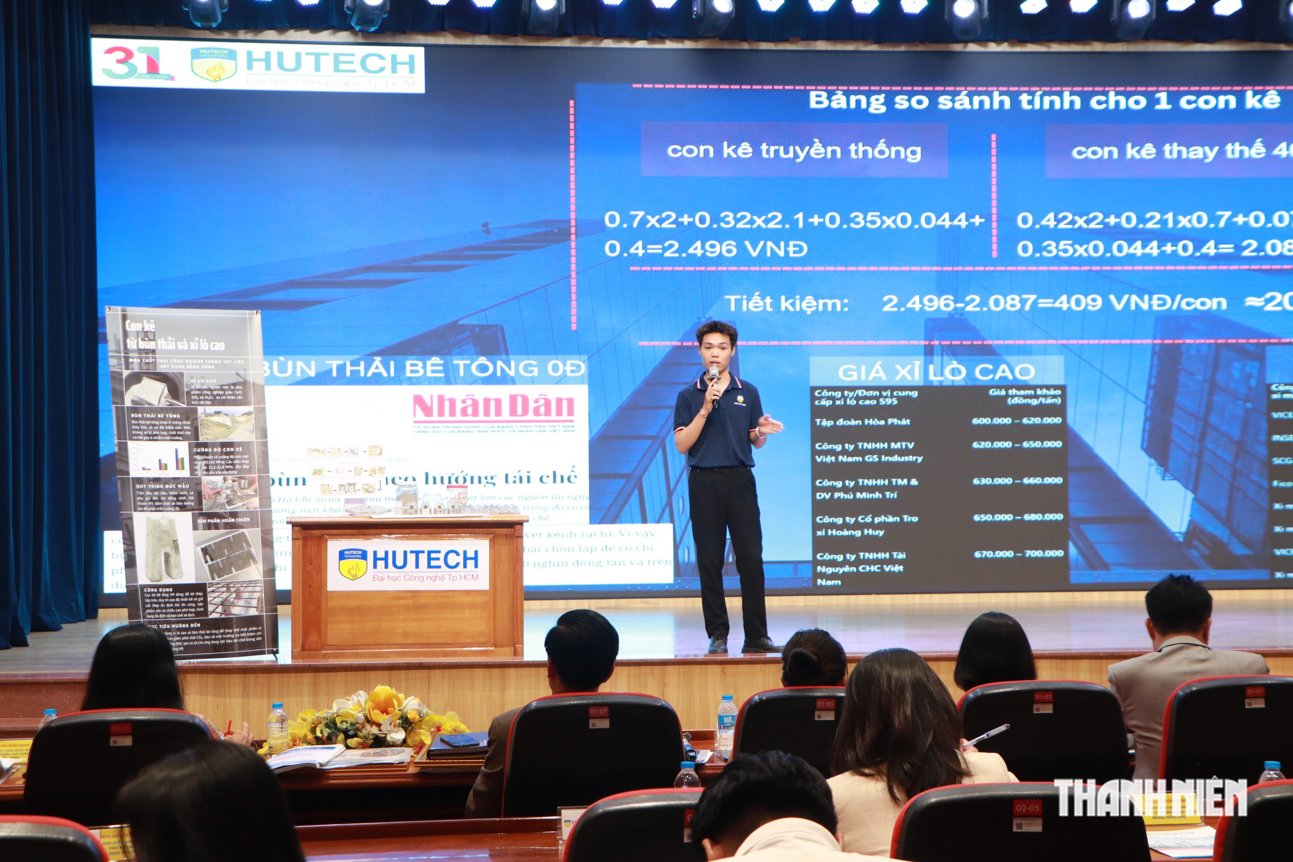 Quán quân HUTECH Startup Wings 2026: Biến bùn thải, xỉ lò cao thành vật liệu xây dựng xanh - Ảnh 1.