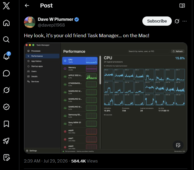 Cựu kỹ sư Microsoft viết lại Windows Task Manager cho macOS - Ảnh 1.