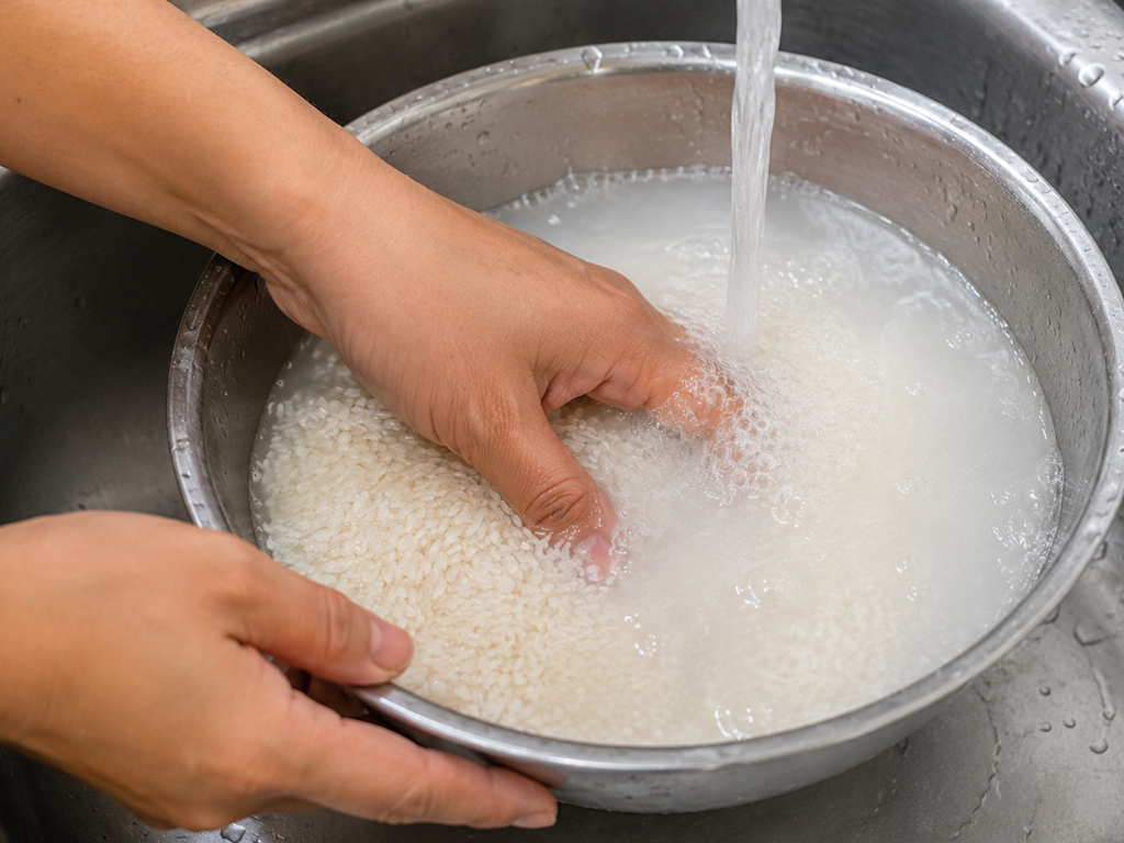 Nấu cơm: gạo có cần vo nhiều lần cho đến khi nước trong? - Ảnh 1.