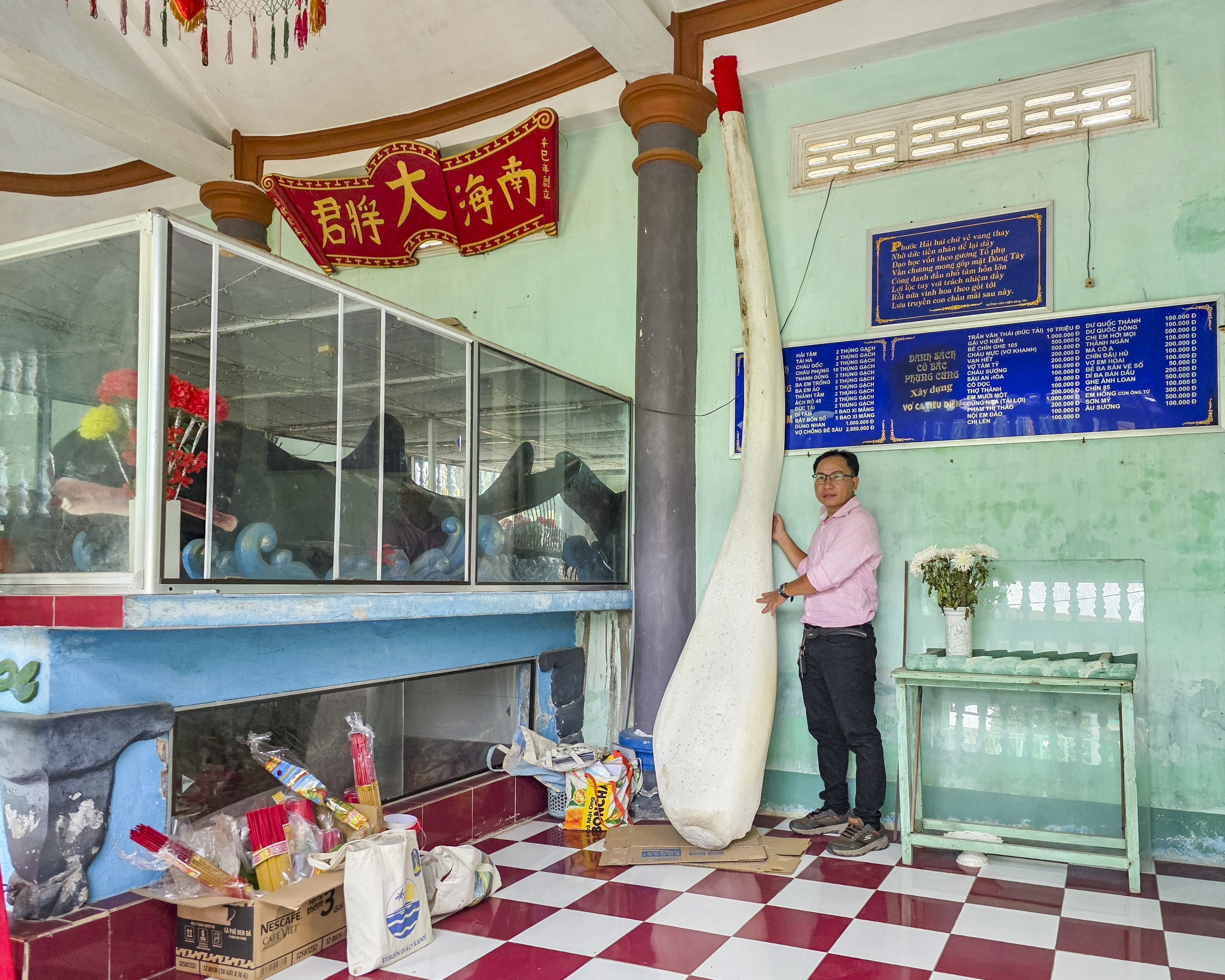 Con vật bước vào điện thờ ở TP.HCM: Người sống chăm mộ cá Ông để trả ơn- Ảnh 1.