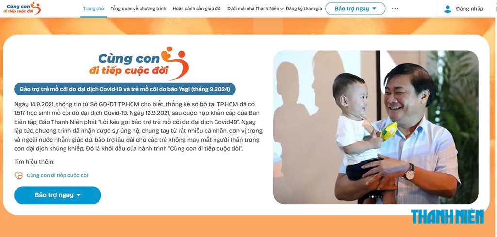 B&aacute;o 'Thanh Ni&ecirc;n' ra mắt trang web bảo trợ trẻ mồ c&ocirc;i  - Ảnh 1.