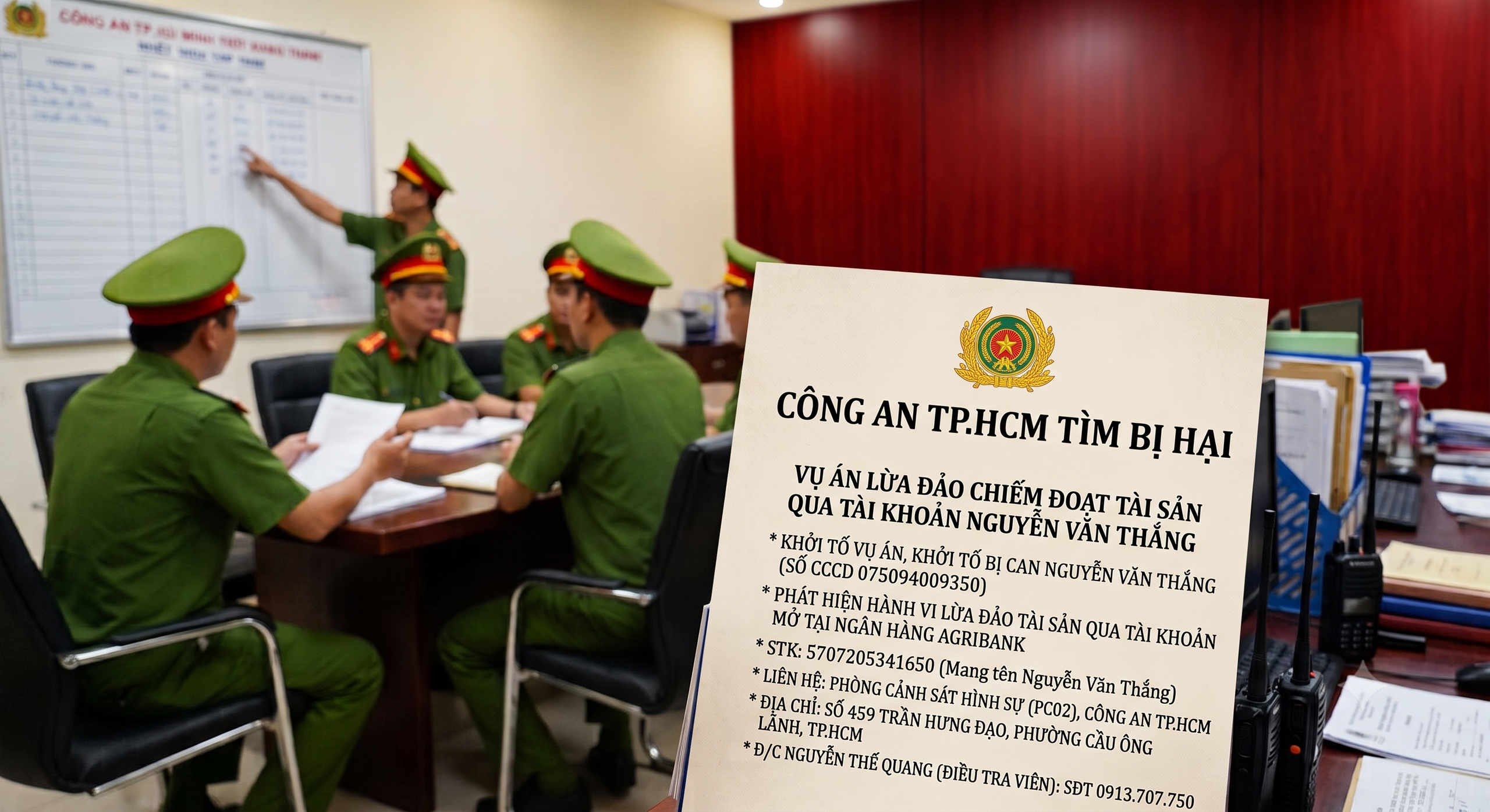 Công an TP.HCM tìm bị hại đường dây lừa đảo chuyển tiền qua tài khoản ngân hàng - Ảnh 1.