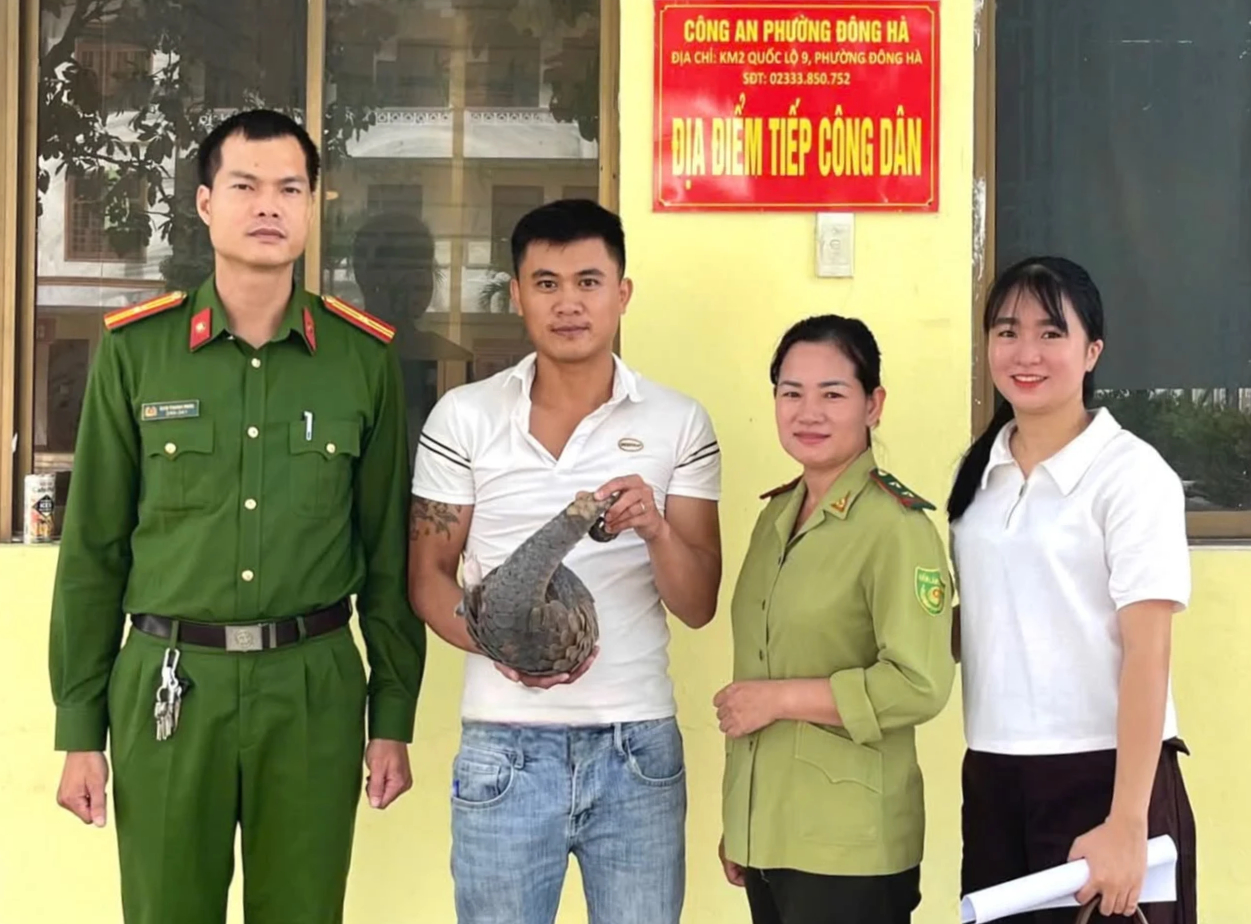 Bắt gặp tê tê bên đường, người phụ nữ giao nộp cho công an - Ảnh 2.