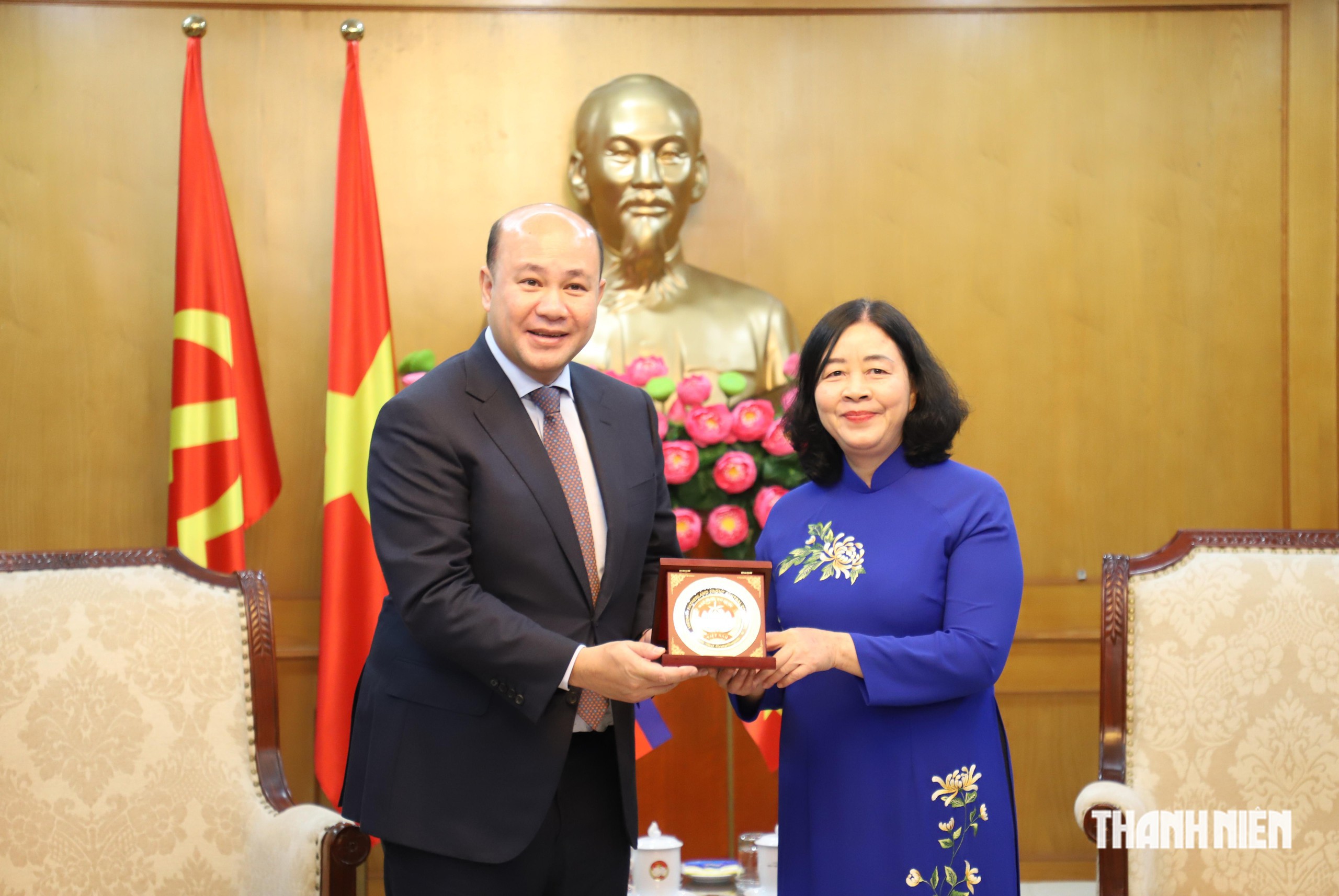 Bà Bùi Thị Minh Hoài tiếp đoàn đại biểu Hội Liên hiệp thanh niên Campuchia- Ảnh 2.