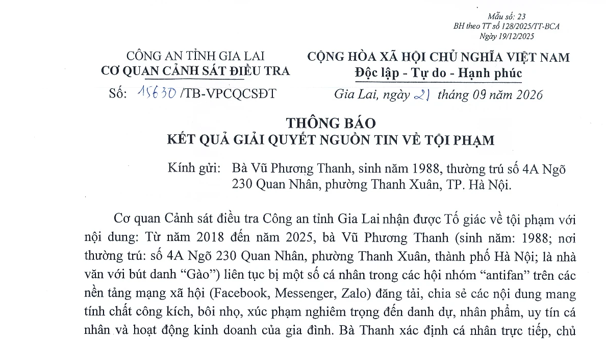 Từ tố giác của nhà văn Gào, Công an khởi tố vụ án làm nhục người khác - Ảnh 1.