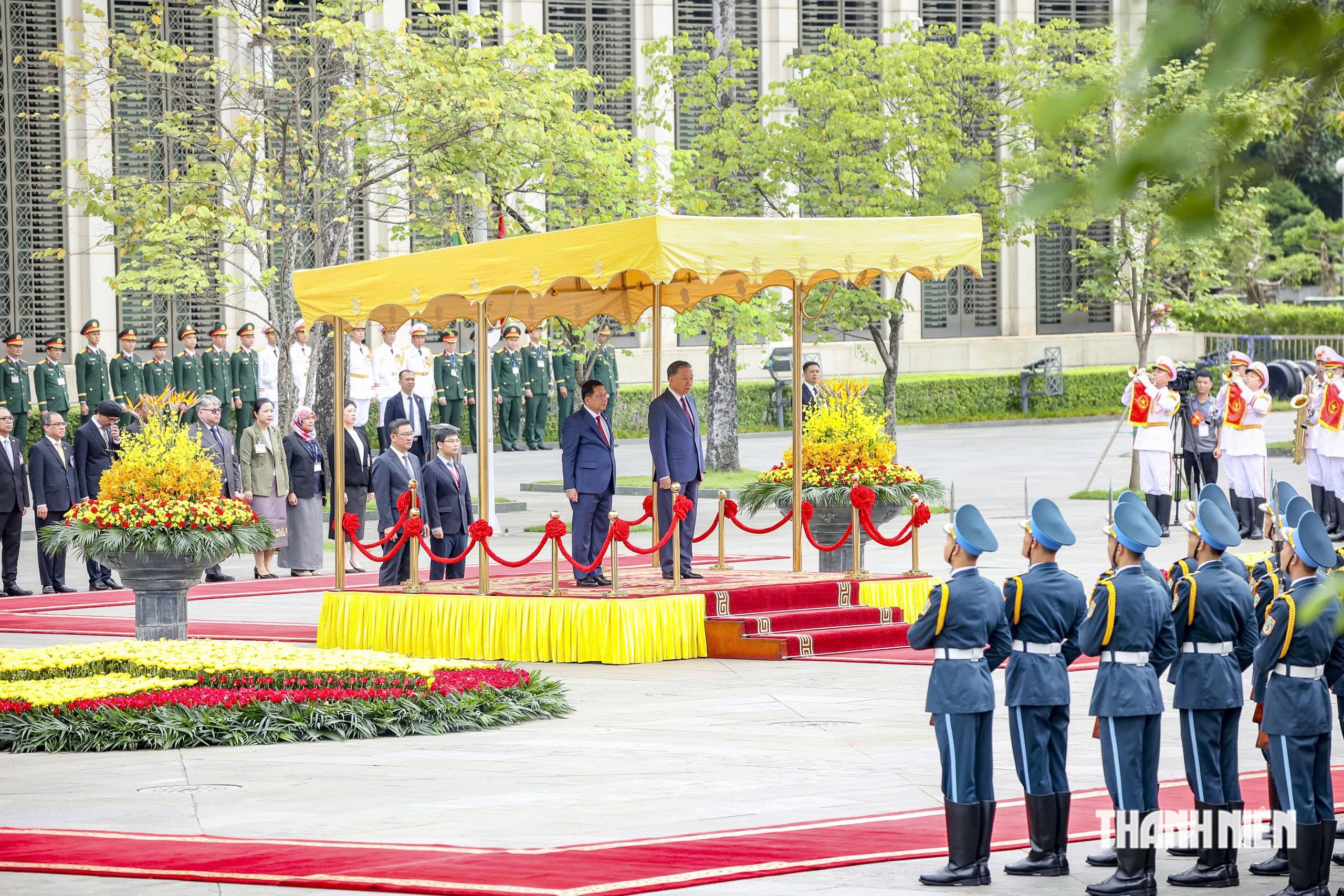 Tổng Bí thư, Chủ tịch nước Tô Lâm chủ trì Lễ đón Tổng thống Myanmar - Ảnh 2.