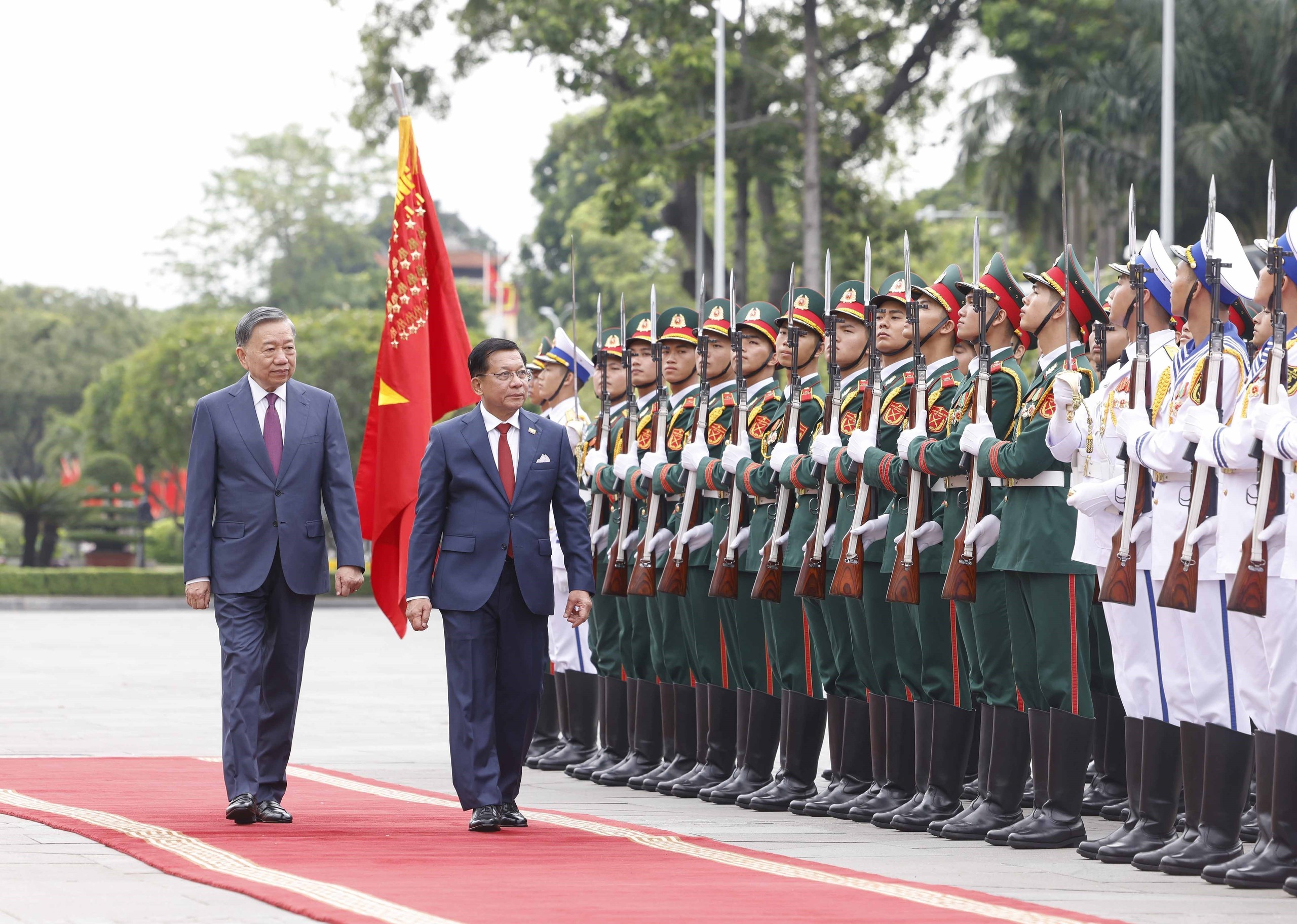 Tổng Bí thư, Chủ tịch nước Tô Lâm chủ trì Lễ đón Tổng thống Myanmar - Ảnh 3.