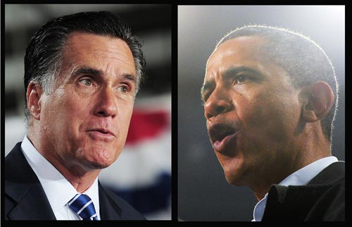 Tổng thống Obama (phải) đang có phần lợi thế hơn so với ứng viên Romney 