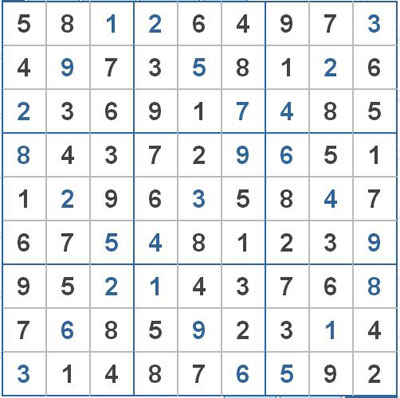Mời các bạn thử sức với ô số Sudoku 2176 mức độ Khó 1