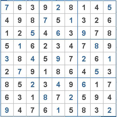 Mời các bạn thử sức với ô số Sudoku 2022 mức độ Khó 1