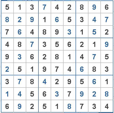 Mời các bạn thử sức với ô số Sudoku 2054 mức độ Khó
