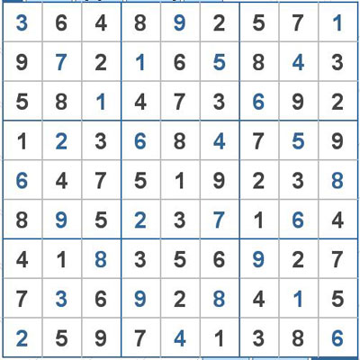 Mời các bạn thử sức với ô số Sudoku 2096 mức độ Khó 1
