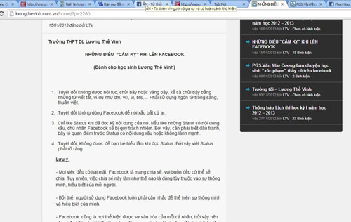 Trường Lương Thế Vinh “cấm” học sinh nói xấu nhau trên facebook