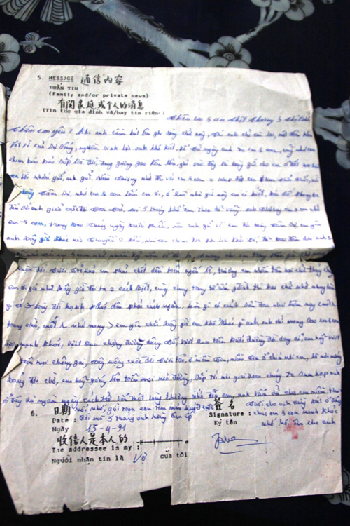 Những bức thư ông Trần Thiện Phụng gửi từ Trung Quốc về cho gia đình