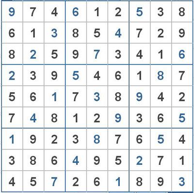 Mời các bạn thử sức với ô số Sudoku 2262 mức độ Khó 1