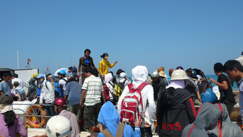 Tuy mới ngày đầu khai lễ nhưng đã có trên 1000 du khách ra đảo Lý Sơn