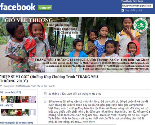 Chương trình gây quỹ “Hiệp sĩ mì gói” của nhóm Gió yêu thương trên Facebook d