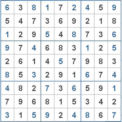 Mời các bạn thử sức với ô số Sudoku 2437 mức độ Khó 1