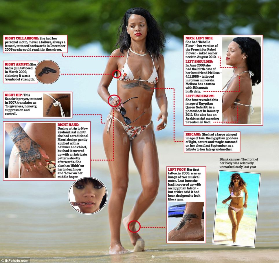 10 hình xăm Rihanna phổ biến và ý nghĩa của chúng