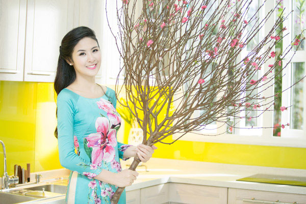 Hoa hậu Ngọc Hân ‘lặn lội’ mang đào vào Nam 2