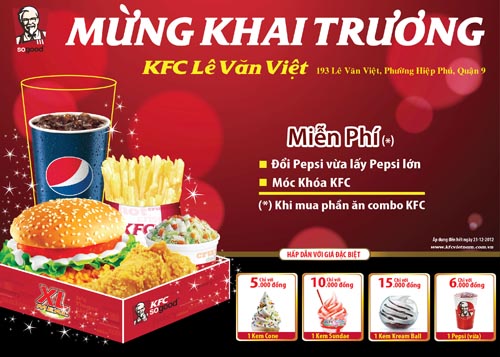 Vui mừng khai trương KFC Lê Văn Việt - Quận 09