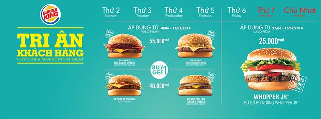 Chương trình tri ân khách hàng hấp dẫn tại Burger King từ 27.6 đến 17.7 1